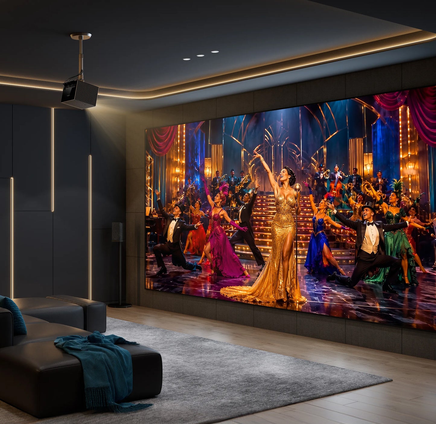 AWOL Valerion Max Cinema Audio Upgrade (Fixed Frame Screen + 4.1.2 Speaker + HDMI Cable Included)