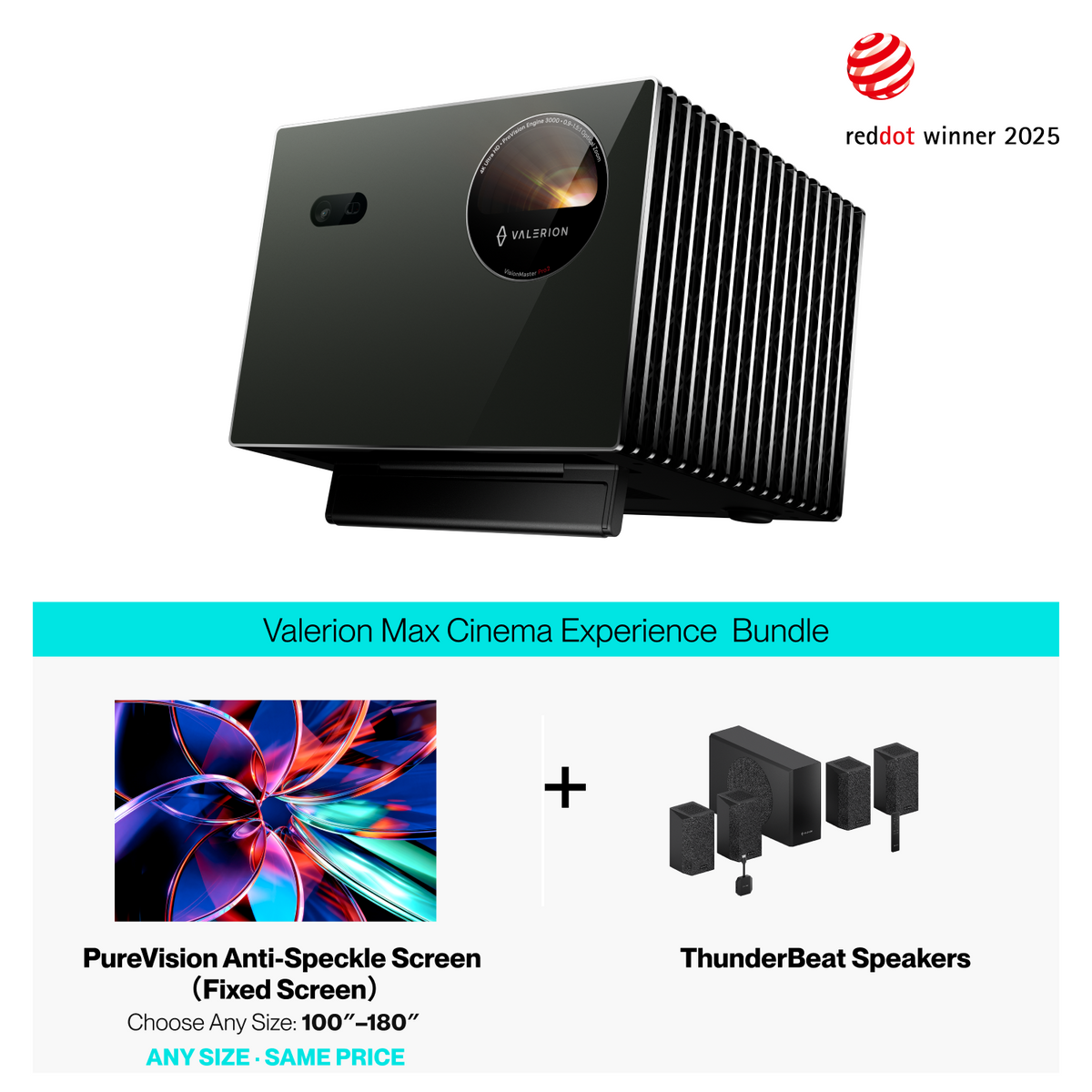 AWOL Valerion Pro 2 + PureVision Anti-Speckle Screen (Fixed Frame) + ThunderBeat Speaker