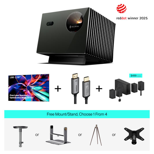 AWOL Valerion Pro2 Cinema Audio Upgrade (Fixed Frame Screen + 4.1.2 Speaker + HDMI Cable Included)