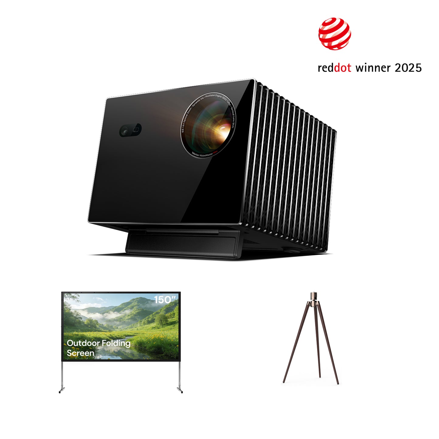 MAX+Outdoor Folding  Screen+ Walnut Tripod Stand
